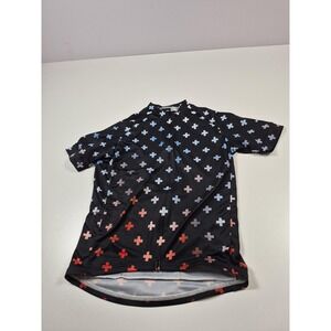 Twin Six Cycling Jersey Mens Large Black Plus Print Full Zip Short Sleeve Shirt